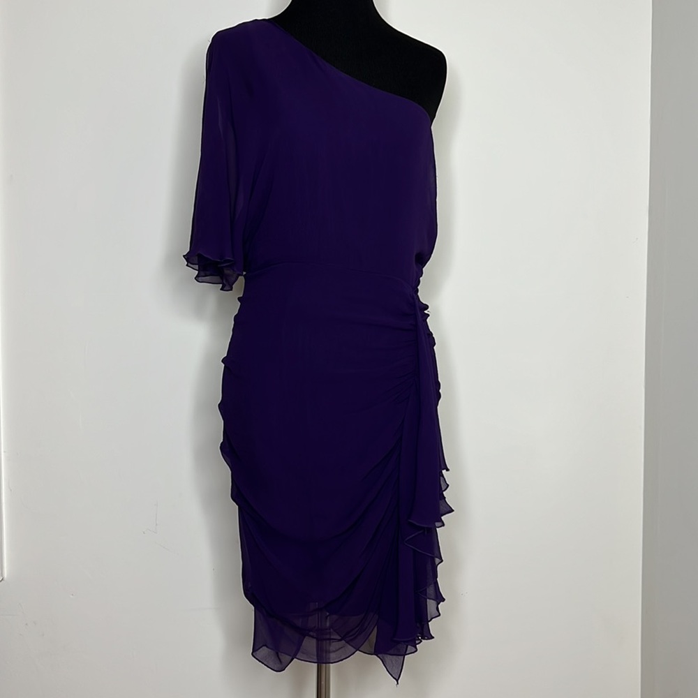 ALICE + OLIVIA Purple One Shoulder Silk Dress XS